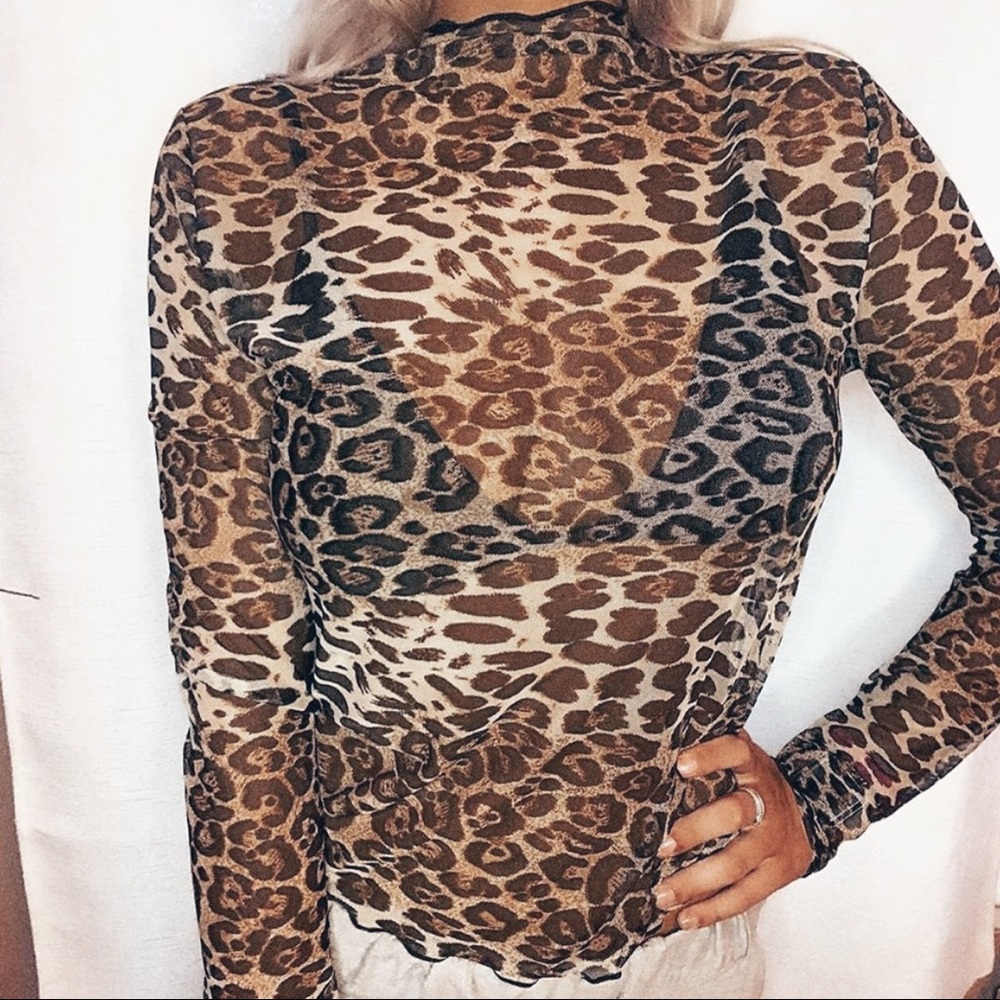 leopard sheer top